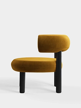 Кресло Fat Black Wood & Gold Royal Velvet