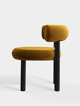 Стул Fat Black Wood & Gold Royal Velvet