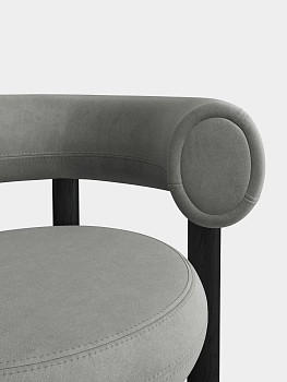 Стул Fat Black Wood & Silver Royal Velvet